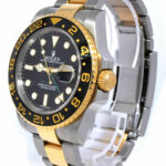 Rolex GMT-Master II 18k YG & Steel Black Ceramic Mens 40mm Watch B/P M 116713