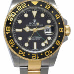 Rolex GMT-Master II 18k YG & Steel Black Ceramic Mens 40mm Watch Scramble 116713