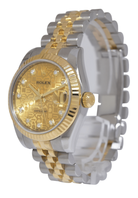 Rolex Datejust 18k Yellow Gold/Steel Champagne Jubilee Diamond 31mm Watch 178273