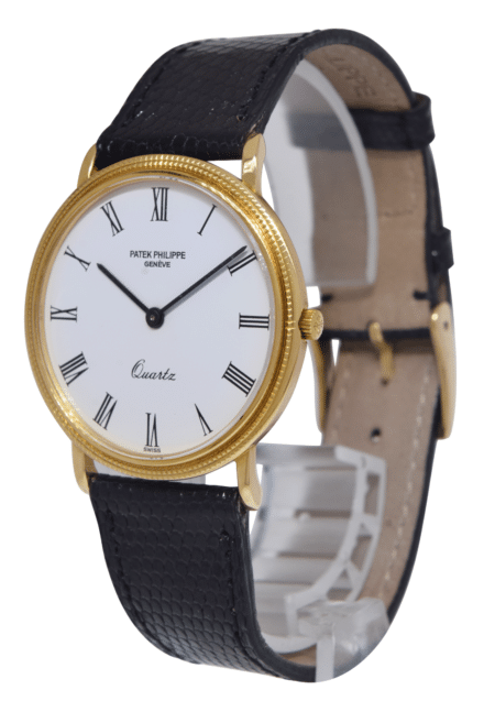 Patek Philippe Calatrava 18k Yellow Gold White Dial 33mm Quartz Watch 3744