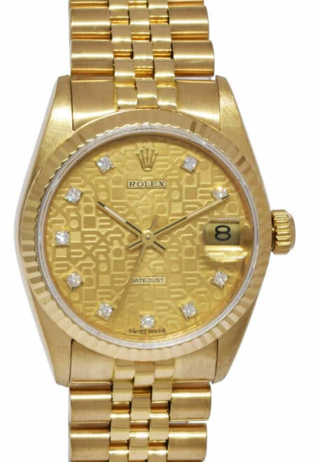 Rolex Datejust 18k YG Champagne Jubilee Diamond Dial Ladies 31mm Watch L 68278