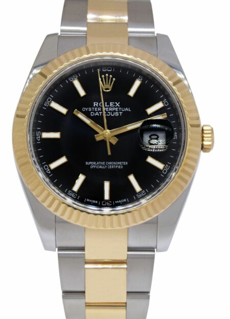 Rolex Datejust 41 18k Yellow Gold/Steel Black Dial Oyster Watch +Card '17 126333