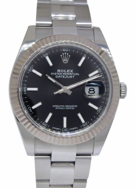 Rolex Datejust 41 Steel & Gold Bezel Black Dial Oyster Watch +Card '18 126334