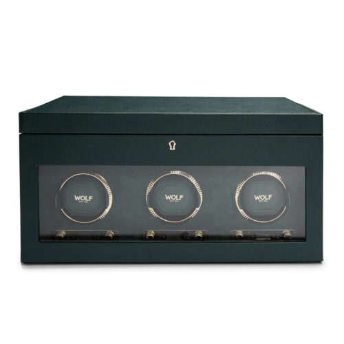British Racing Triple Watch Winder with Storage British Racing Triple Watch Winder with Storage