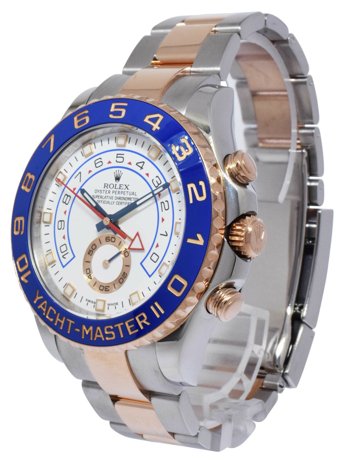 Rolex Yacht-Master II 18k RG/Steel Cerachrom White Dial Watch '16 B/P 116681
