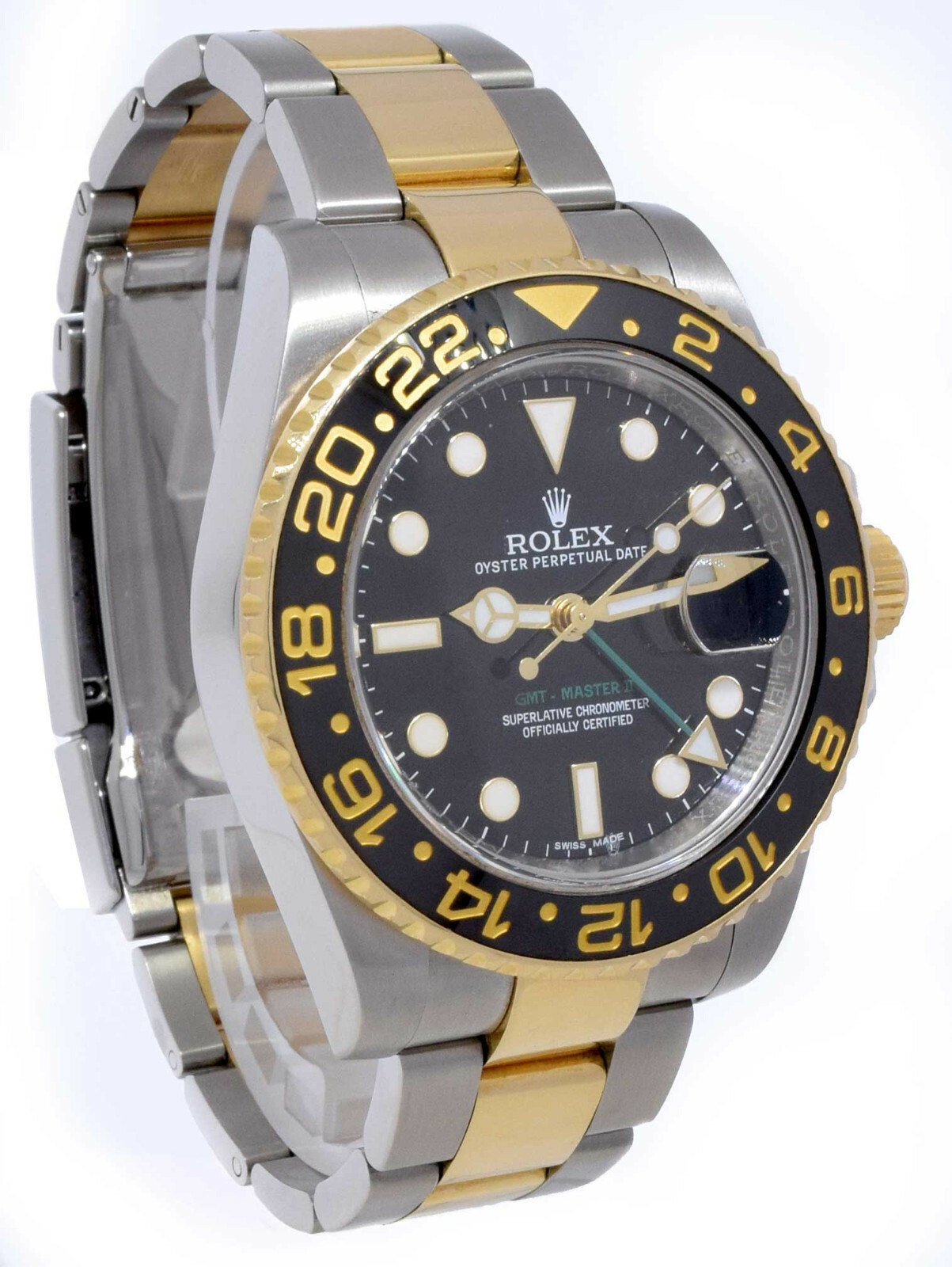 Rolex GMT-Master II 18k YG & Steel Black Ceramic Mens 40mm Watch B/P M 116713