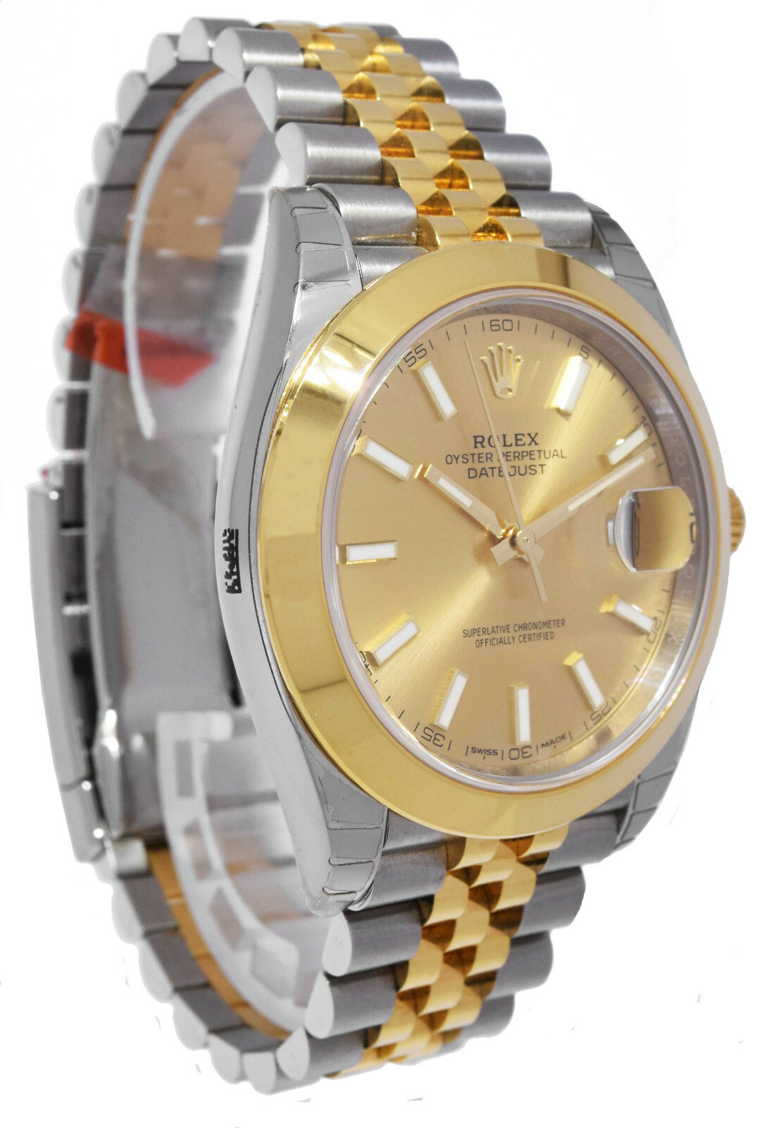 NOS Rolex Datejust 41 18k YG/Steel Champagne Dial Mens Watch Box/Papers 126303