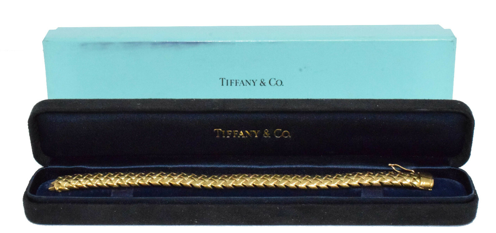 Tiffany & Co. Vannerie 18k Yellow Gold Woven Link Bracelet 7" with Box