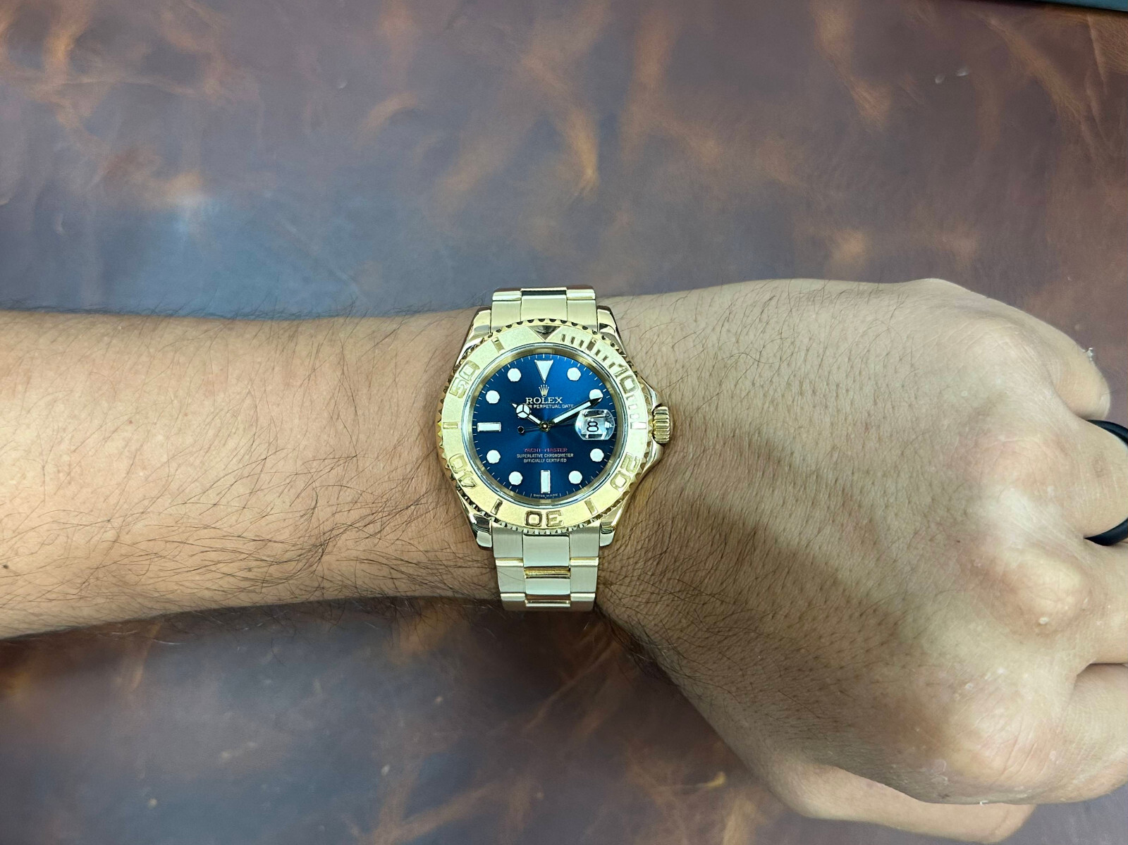 Rolex Yacht-Master 18k Yellow Gold Blue Dial Mens 40mm Watch P 16628