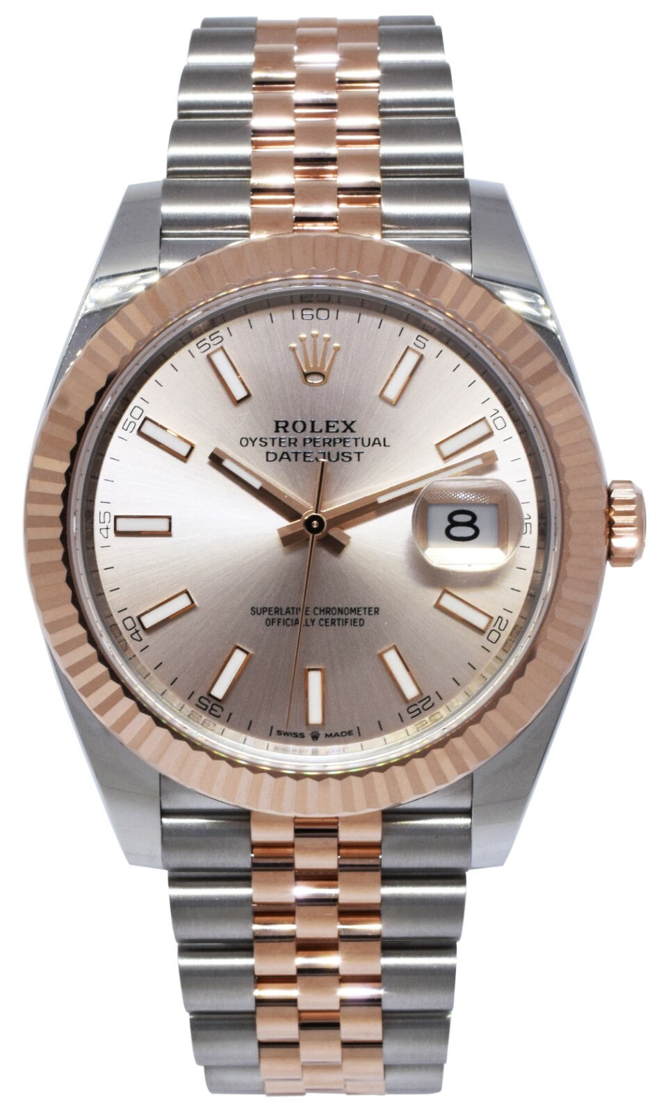 NOS Rolex Datejust 41 18k Rose Gold/Steel Sundust Dial Mens Watch B/P '21 126331