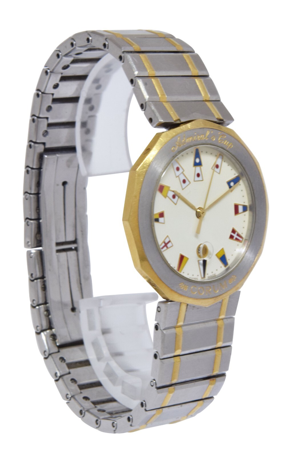 Corum Admirals Cup 18k Yellow Gold/Steel Mens 35mm Quartz Watch 99.810.21V52B