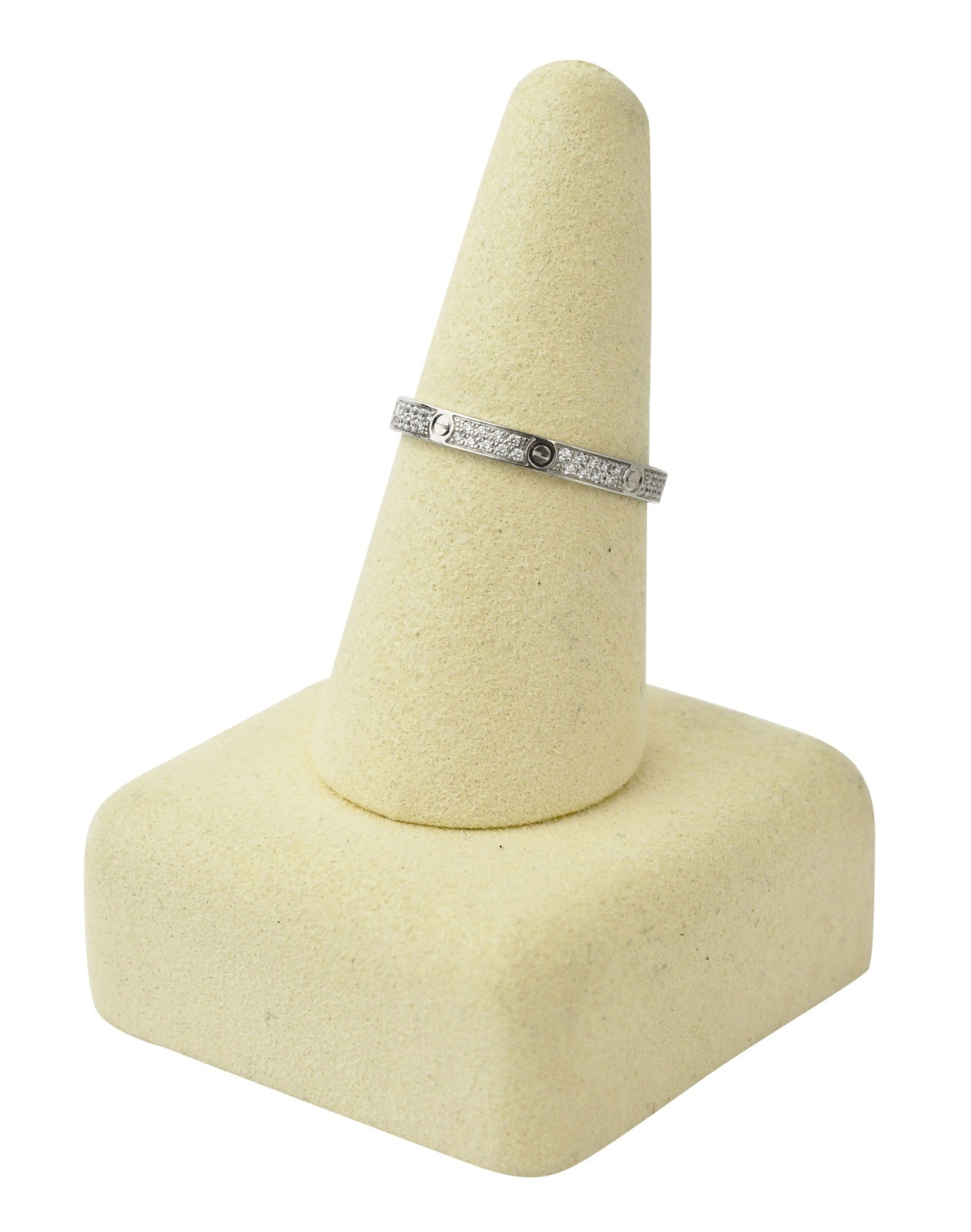 Cartier Love Ring Pave Diamond 18k White Gold Mini Band Size 59 B/P '24 B4218259 Cartier Love Ring Pave Diamond 18k White Gold Mini Band Size 59 B/P '24 B4218259