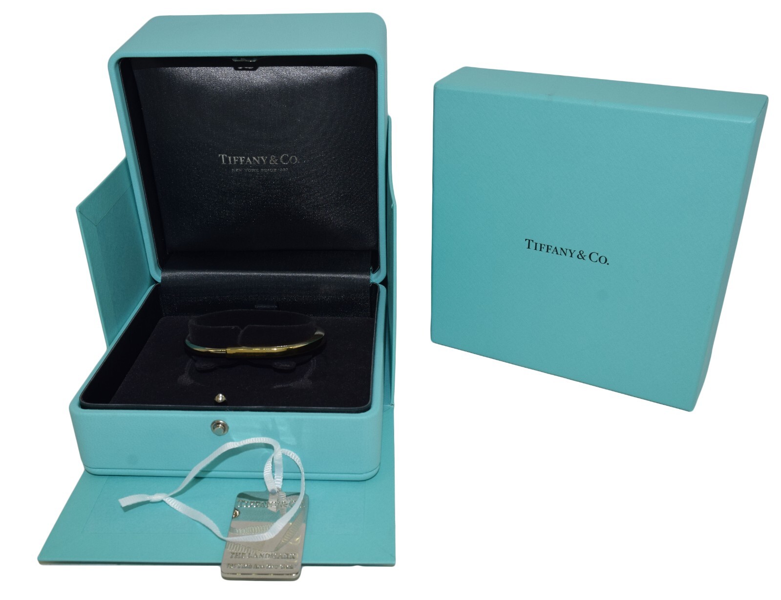 Tiffany & Co. Tiffany Lock Bangle 18k Yellow & White Gold Bracelet Size Small