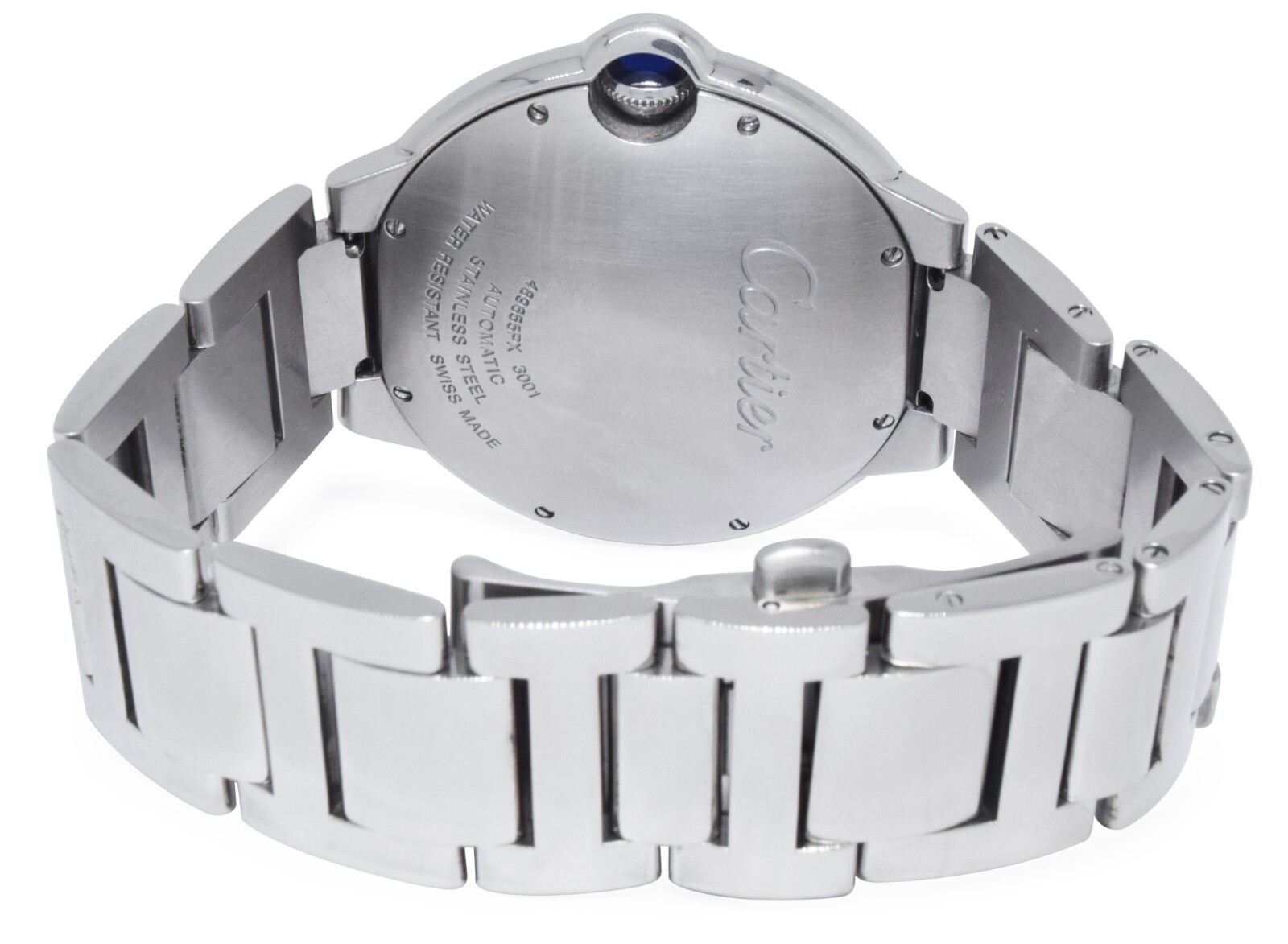 Cartier Ballon Bleu 42mm Steel Diamond Bezel Automatic Watch 3001