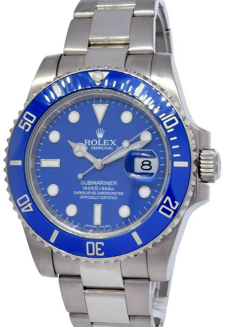 Rolex Submariner "Smurf" 18k White Gold Blue Ceramic 40mm Watch B/P V 116619 Rolex Submariner "Smurf" 18k White Gold Blue Ceramic 40mm Watch B/P V 116619