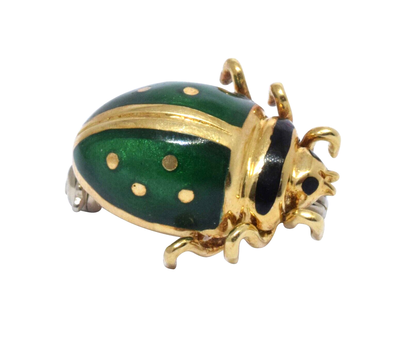 Ladybug 18k Yellow Gold & Enamel Pin Set of 3 Vibrant Blue/Green/Yellow