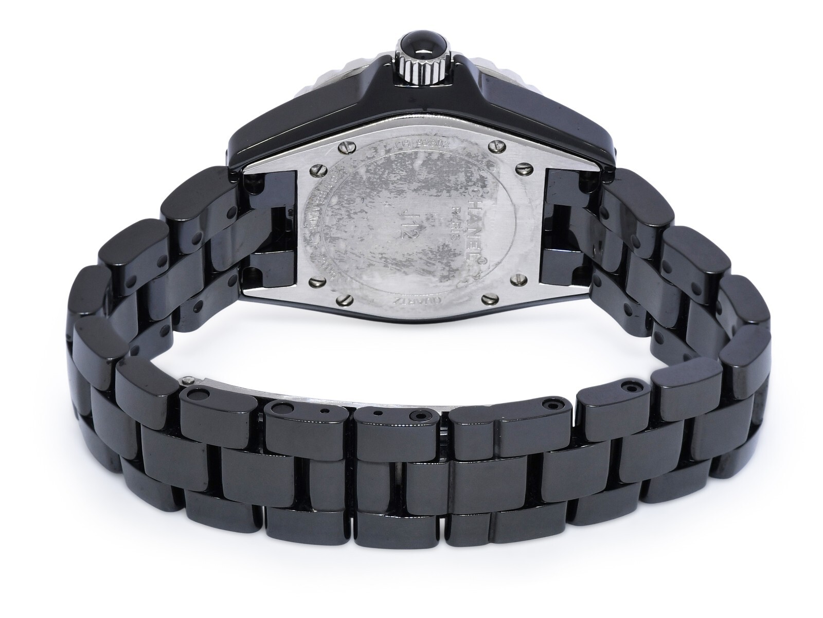 Chanel J12 Black Ceramic & Steel Ladies 33mm Quartz Watch +Box H0682