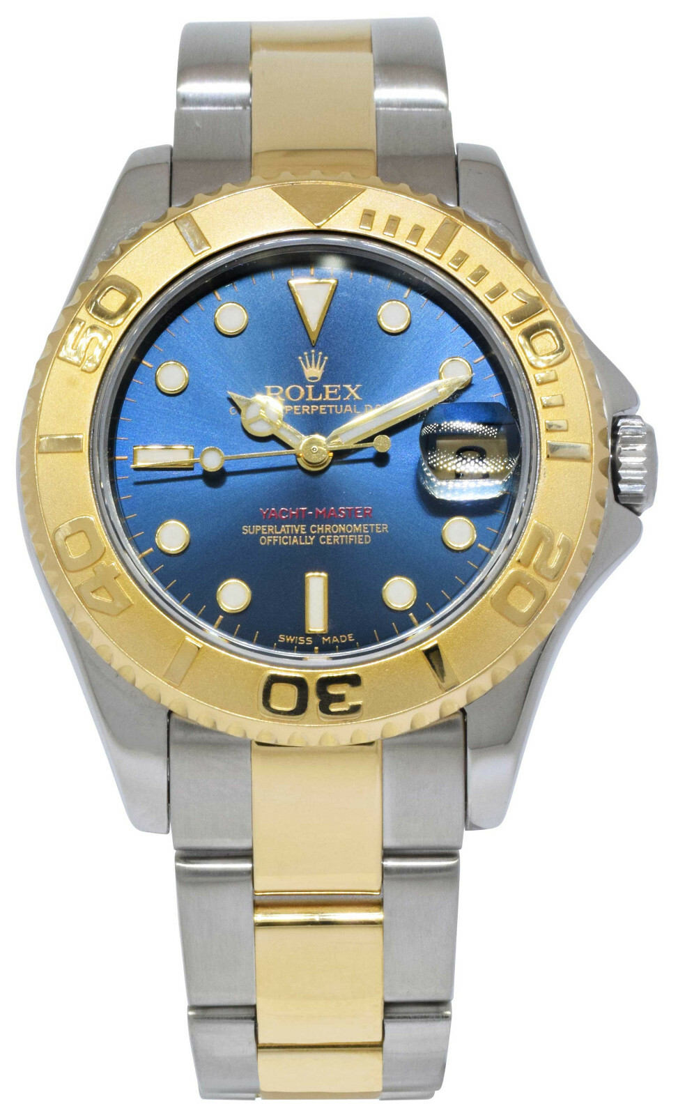 Rolex Yacht-Master 18k Yellow Gold/Steel Blue Dial Ladies 35mm Watch K 168623