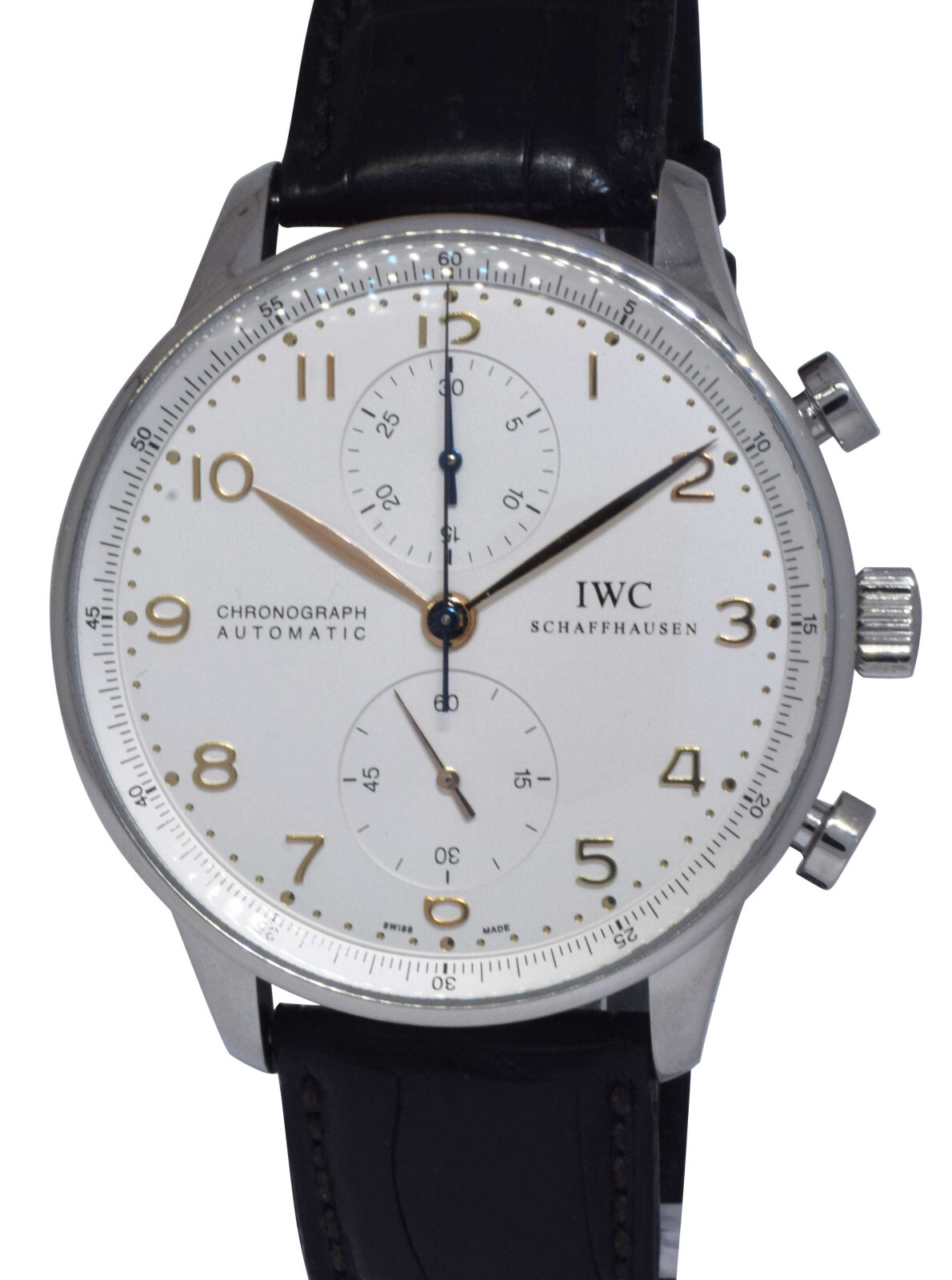 IWC Portuguese Chronograph 3714 Steel Silver Dial 41mm Watch B/P IW3714