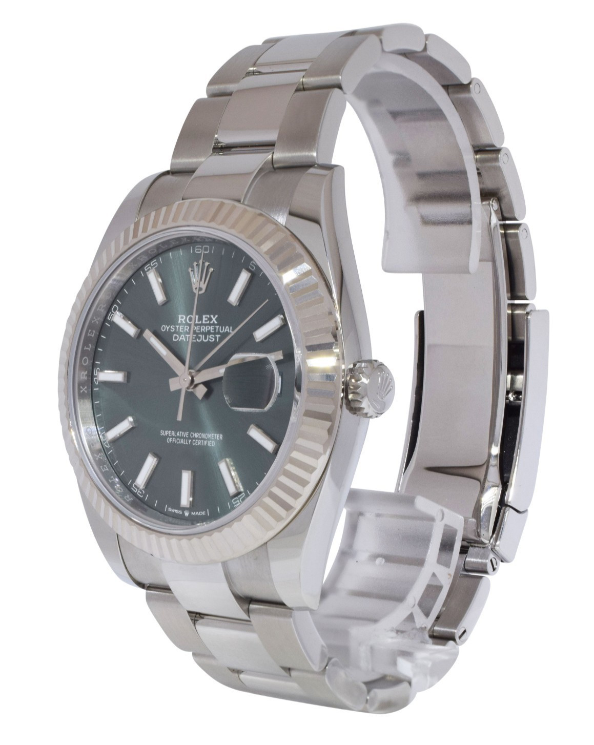 NEW Rolex Datejust 41 Steel & 18k WG Bezel Mint Green Dial Watch B/P '25 126334