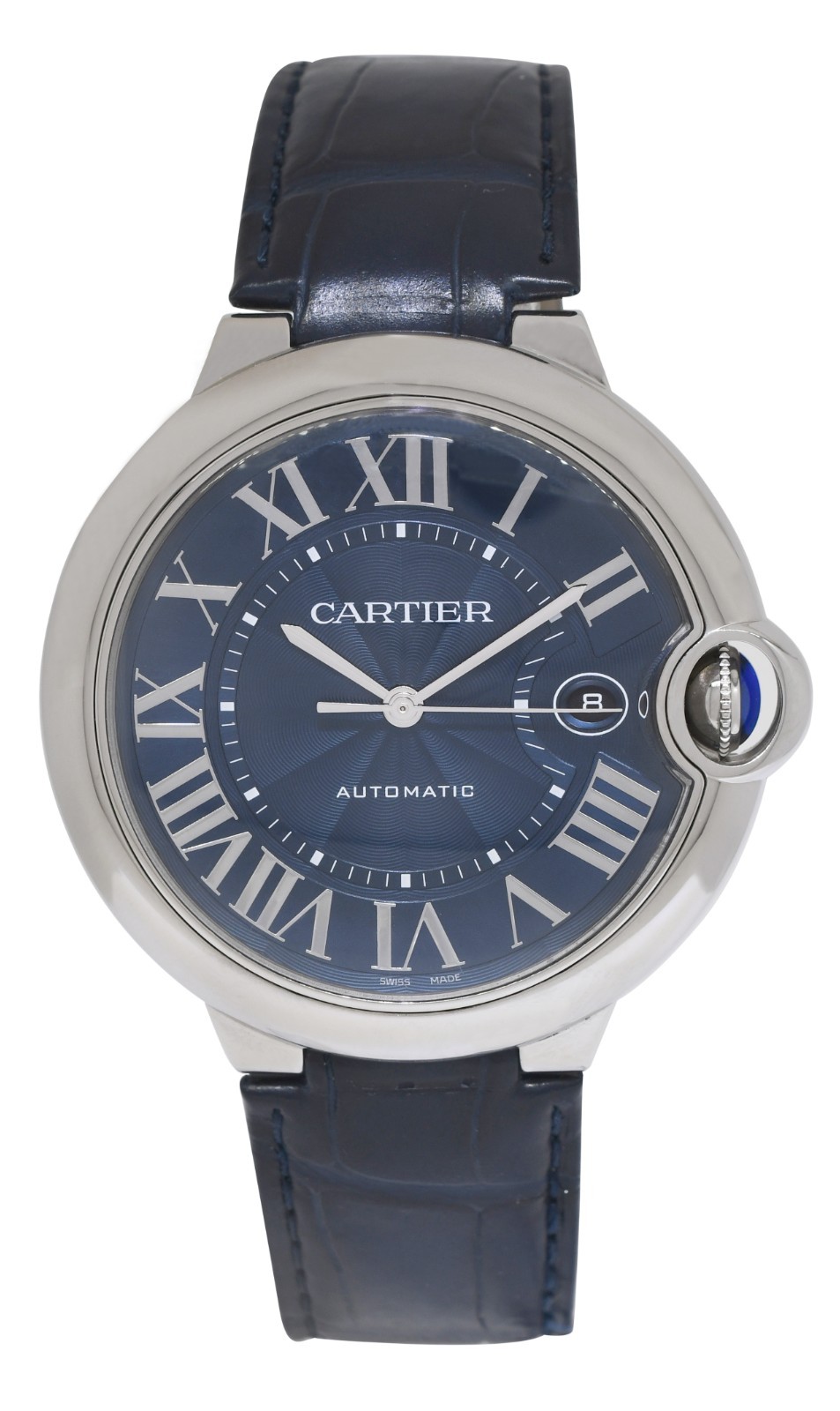 Cartier Ballon Bleu 42mm Steel Blue Dial Mens Automatic Watch WSBB0027 3765