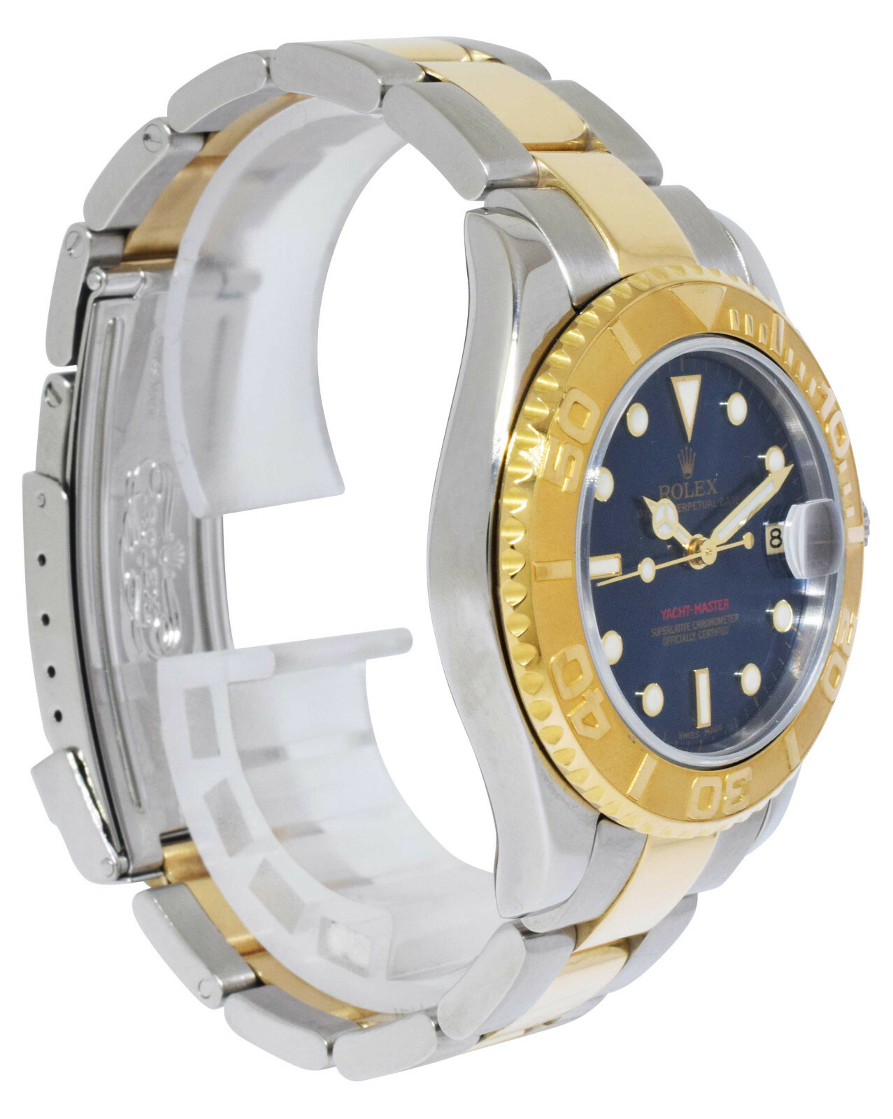 Rolex Yacht-Master 18k Yellow Gold/Steel Blue Dial Ladies 35mm Watch K 168623