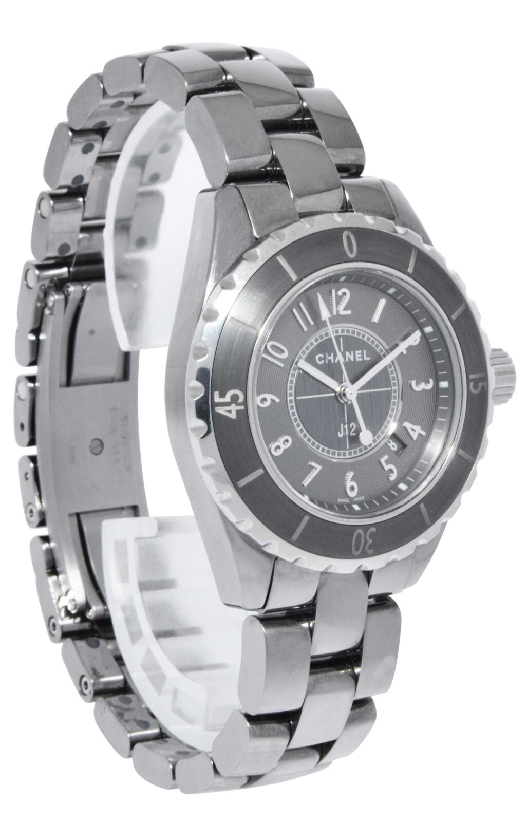 Chanel J12 Ladies 33mm Ceramic Chromatic Titanium Watch Box/Papers H2978