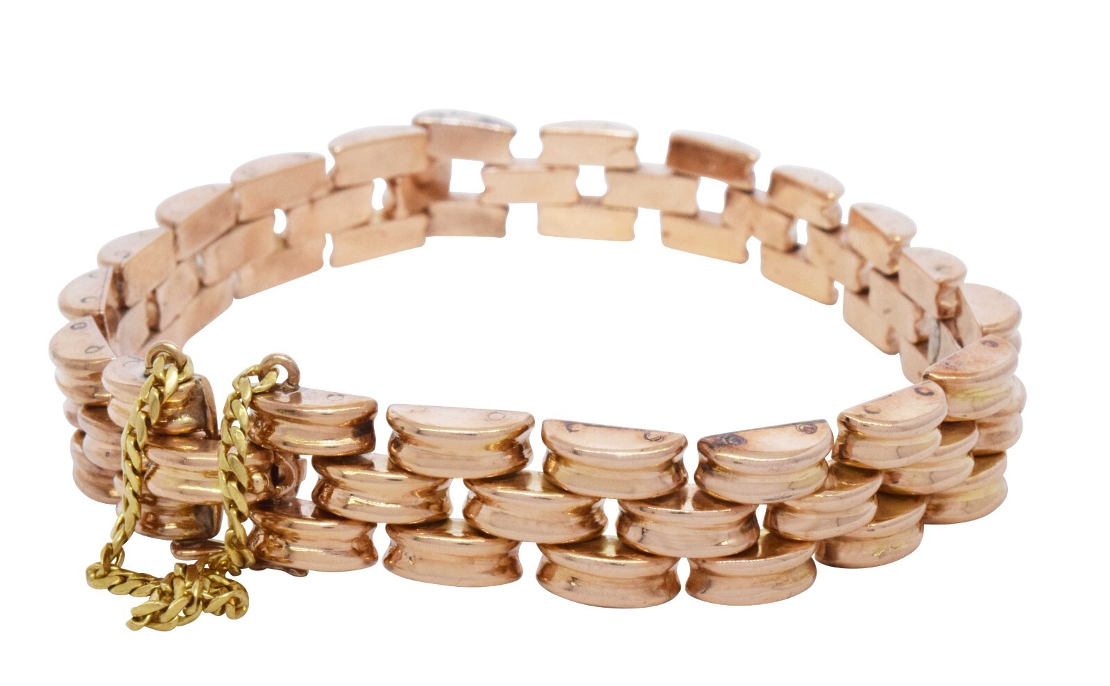 14K Rose Gold Panther Link Style Bracelet 8 inches