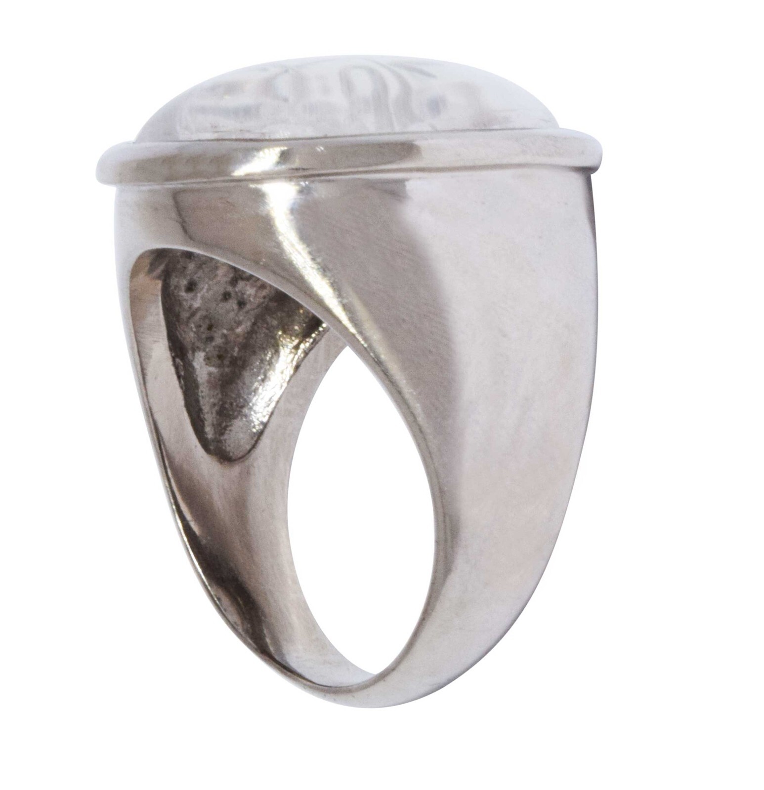 Saturn Crystal Quartz 3x3 Magic Square 18k White Gold Amulet Ring Size 8.5
