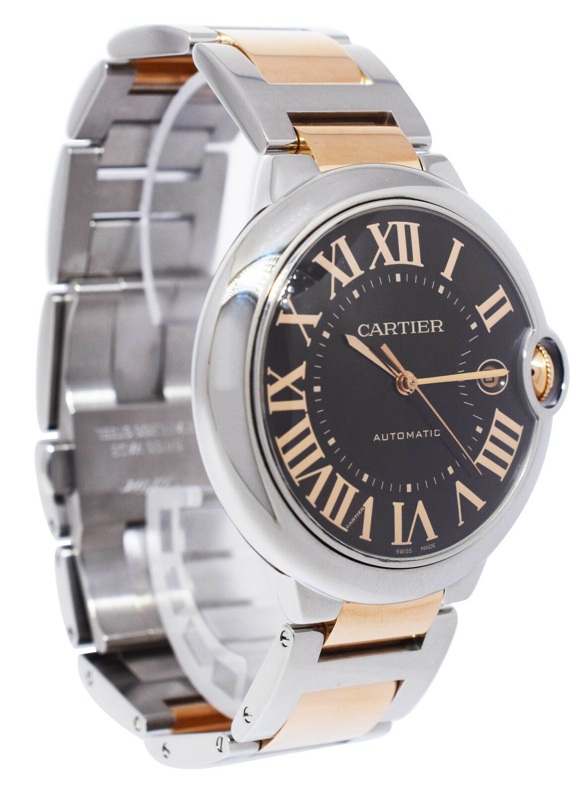 Cartier Ballon Bleu 42mm 18k RG/Steel Chocolate Dial Mens Automatic Watch 3001