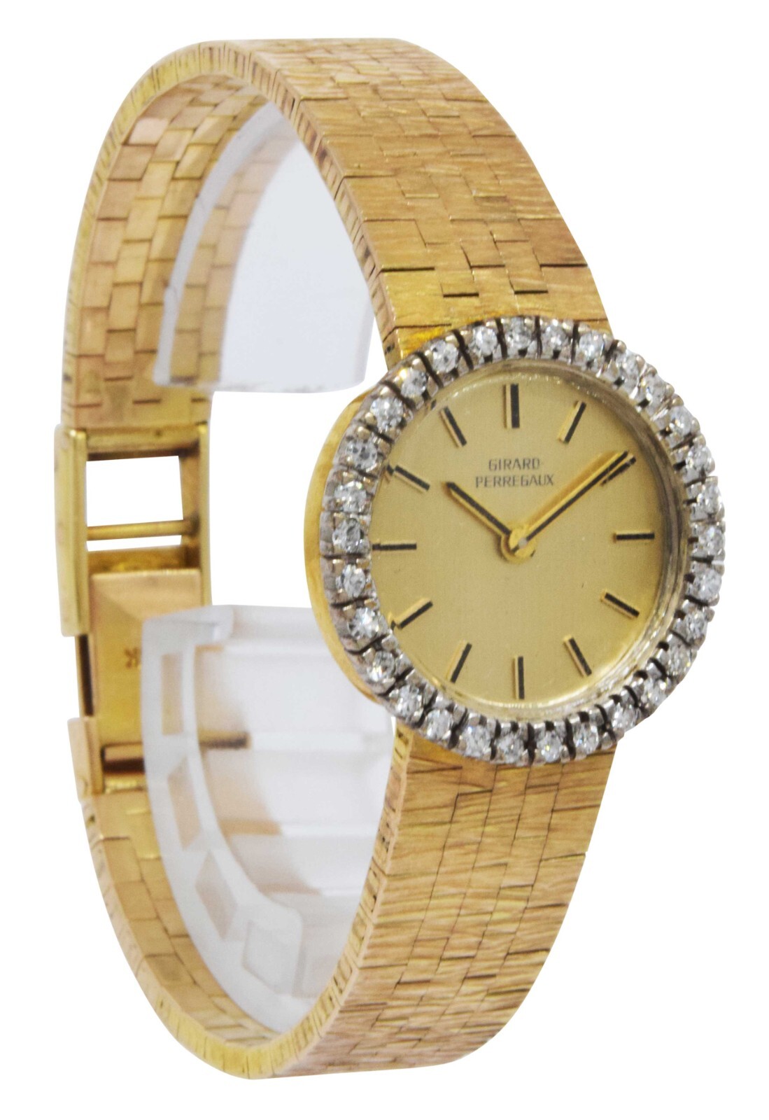 Girard Perragaux Vintage 18k Yellow Gold Diamond Bezel Ladies Manual Watch