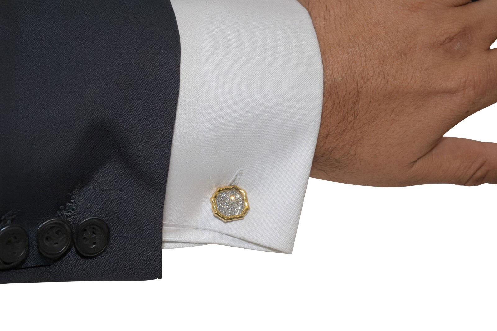 Van Cleef & Arpels Vintage 18k Yellow Gold & Diamond Cufflinks