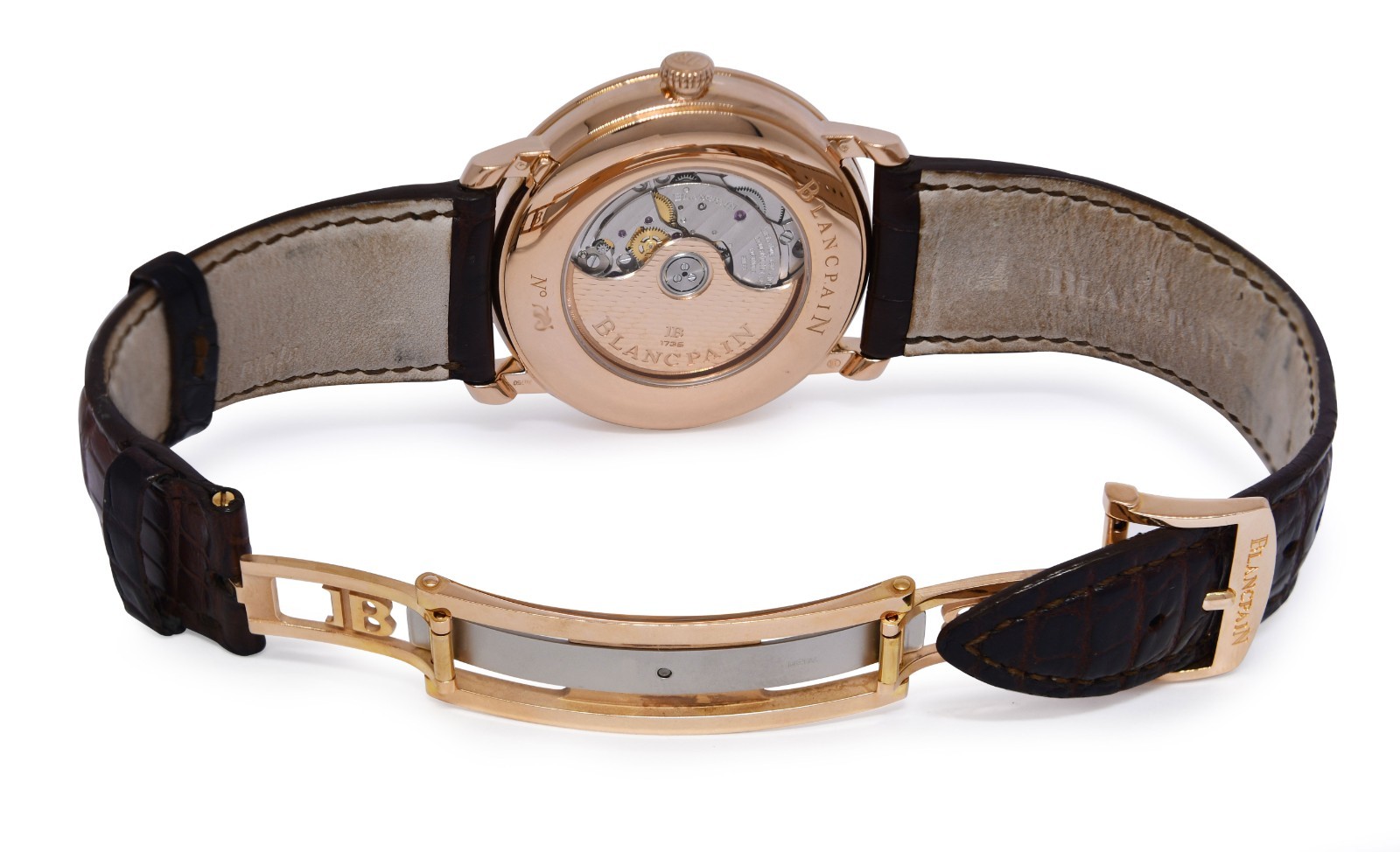 Blancpain Villeret Ultra Slim Rose Gold Retrograde Watch +Card 6653Q-3642-55B