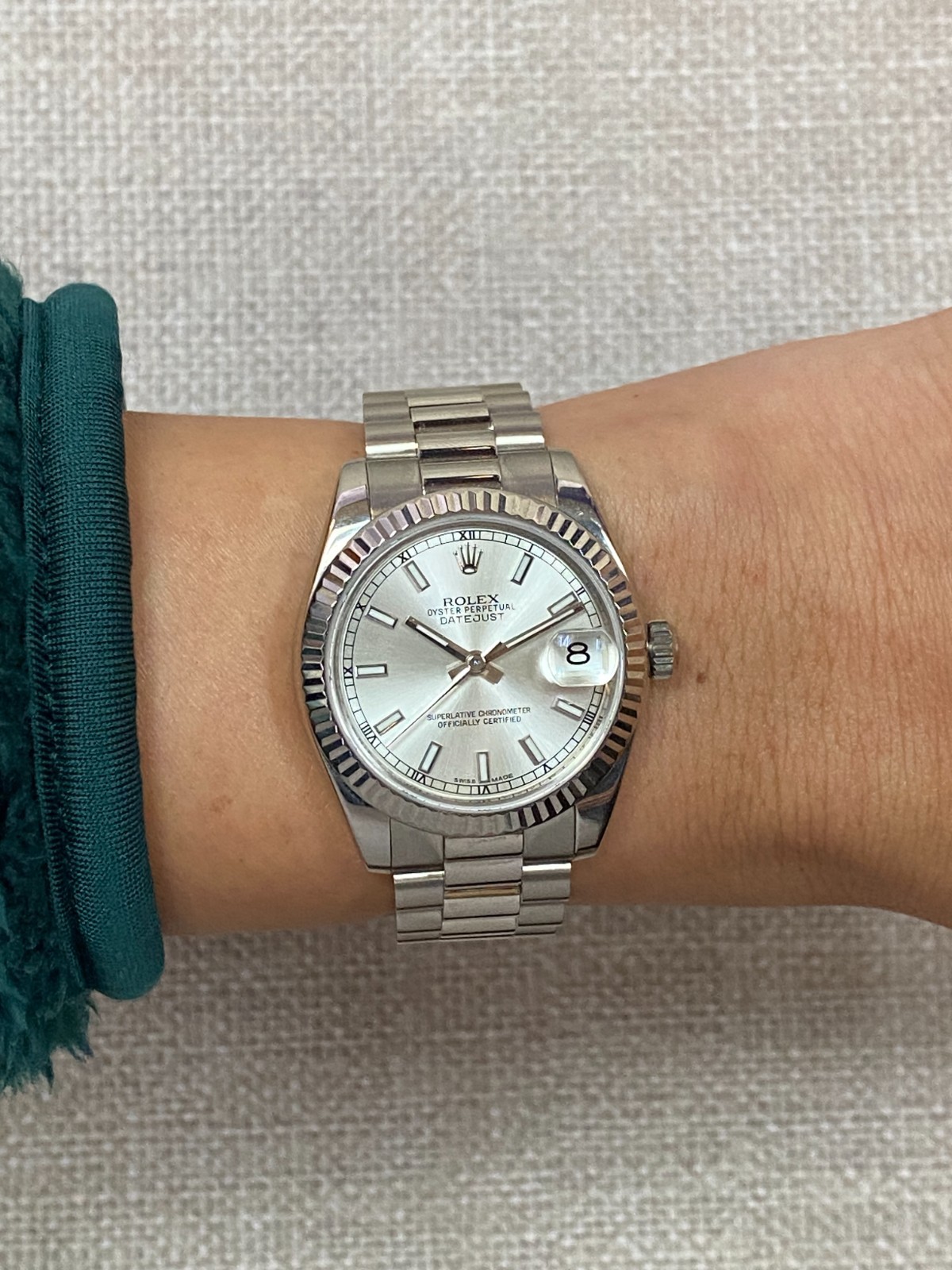 Rolex Datejust 31 President 18k White Gold Silver Dial Watch +Card '22 178279