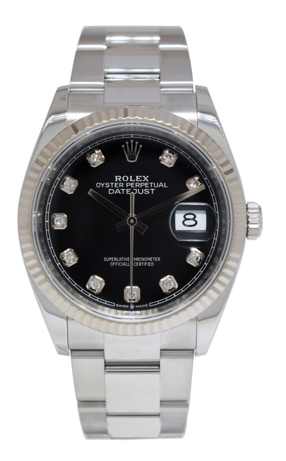 Rolex Datejust 36 Steel 18k Gold Bezel Black Diamond Dial Watch +Card '19 126234 Rolex Datejust 36 Steel 18k Gold Bezel Black Diamond Dial Watch +Card '19 126234