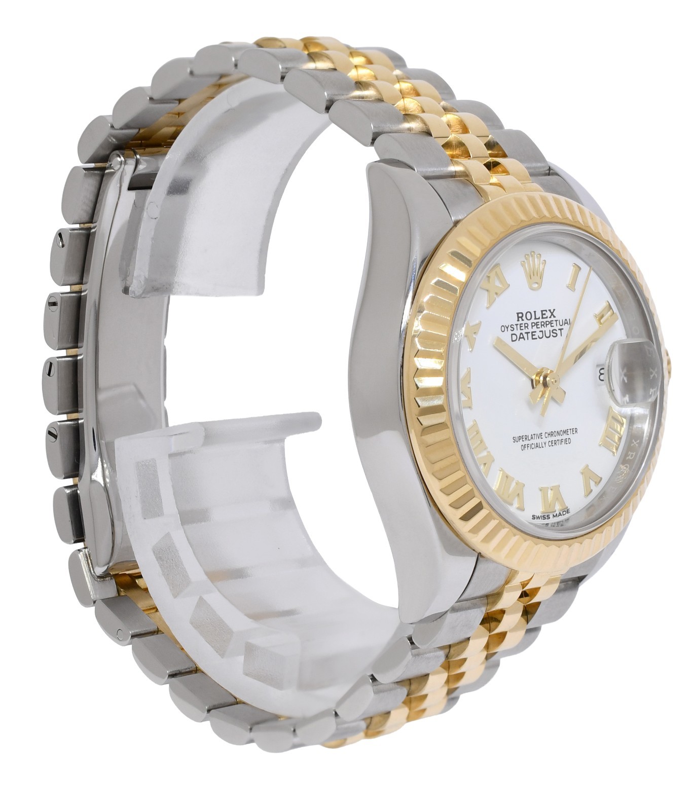 Rolex Datejust 28 18k Yellow Gold/Steel White Dial Ladies Watch '16+ 279173
