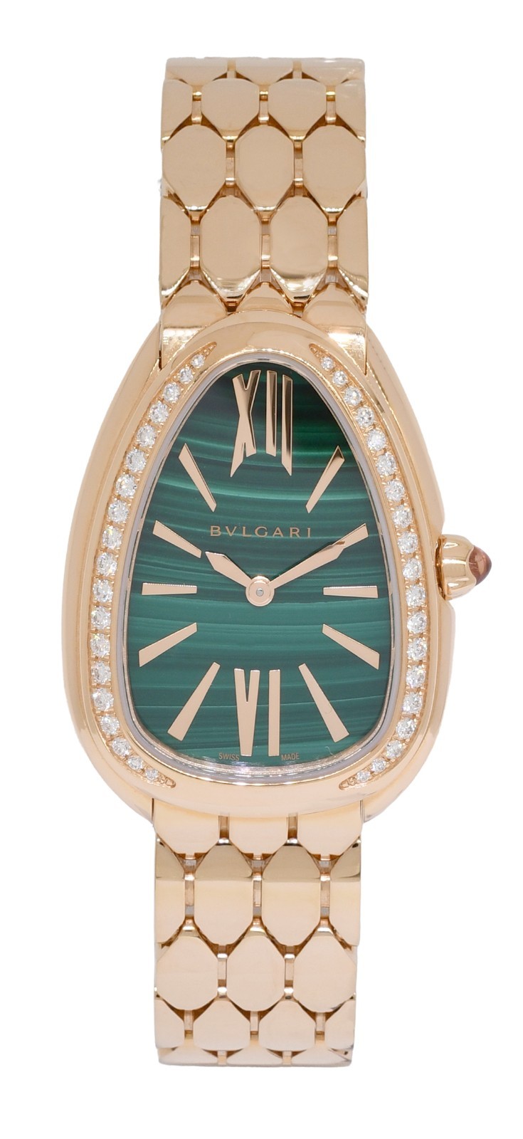 Bvlgari Serpenti Seduttori Rose Gold Diamond Malachite Dial Watch B/P '24 103944