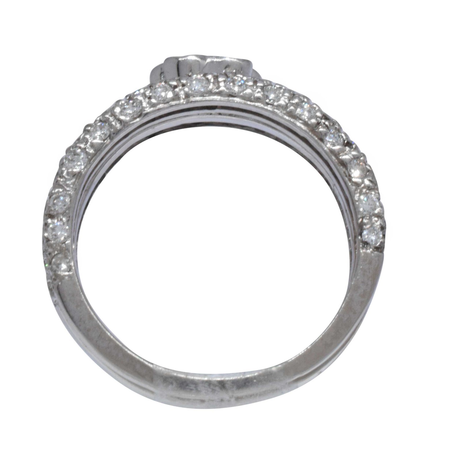 0.90 Carat Pave Diamond & 14k White Gold Ring Size 5.5