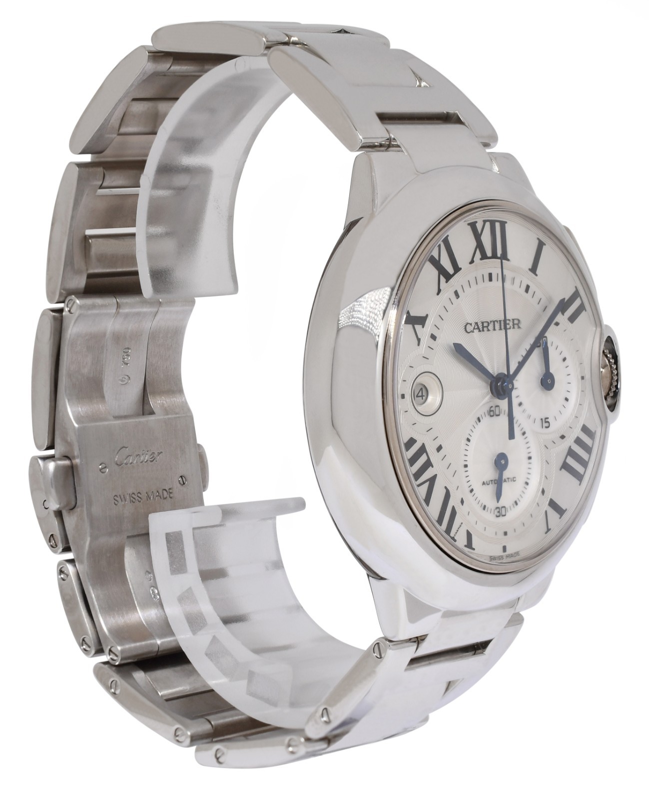 Cartier Ballon Bleu 44mm 18k White Gold Chrono Automatic Watch W6920031 3195