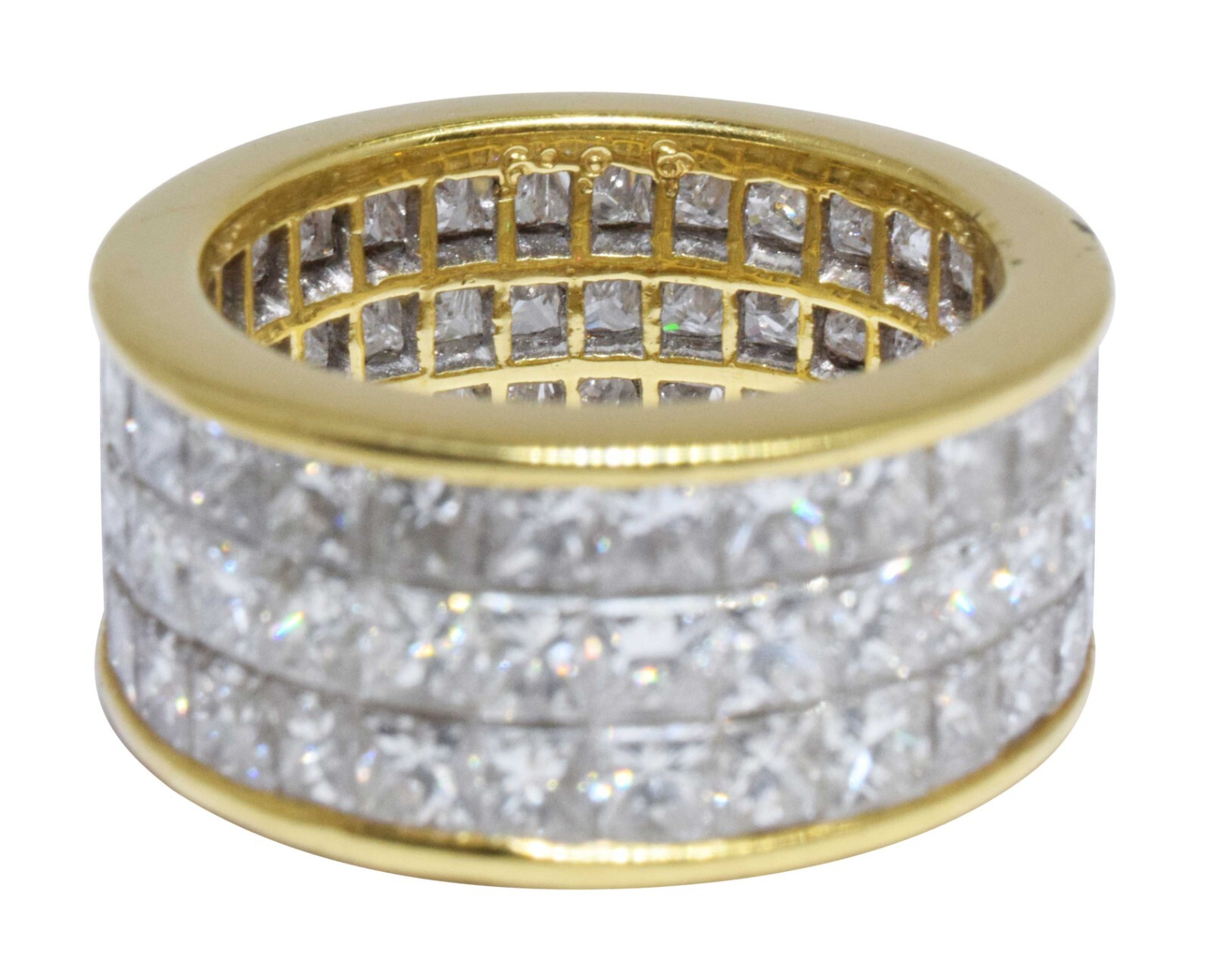 Ladies 18k Yellow Gold & 6.96 CT Diamond Ring 5.25 QUAD