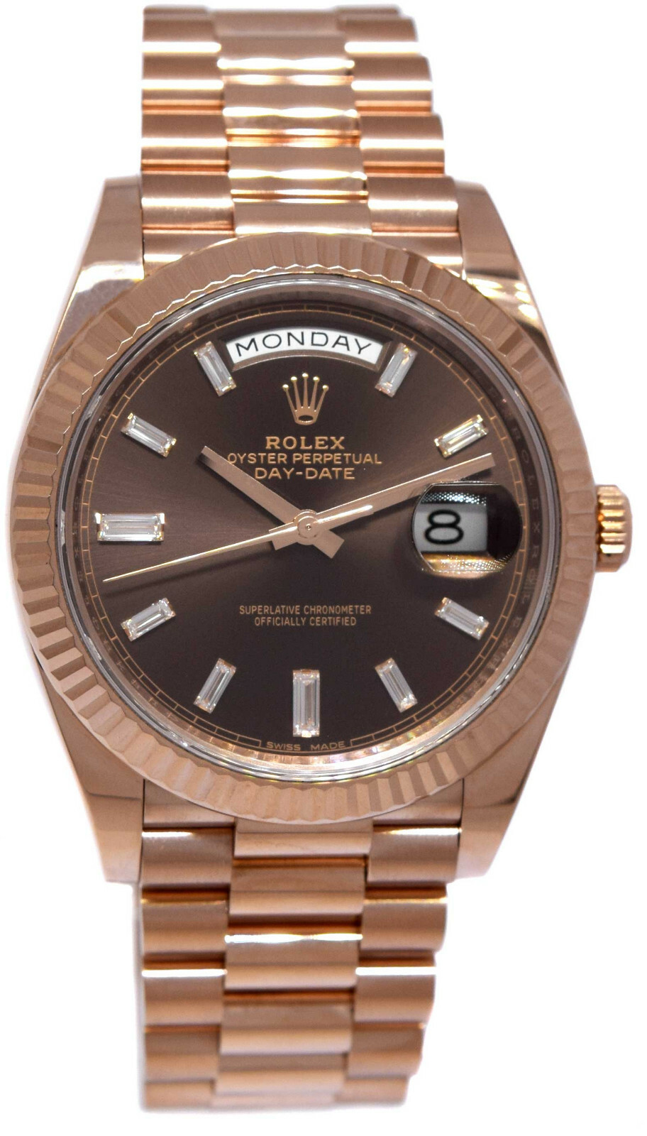 Rolex Day-Date 40 18k RG Chocale & Diamond Dial Mens Watch Box/Papers '18 228235