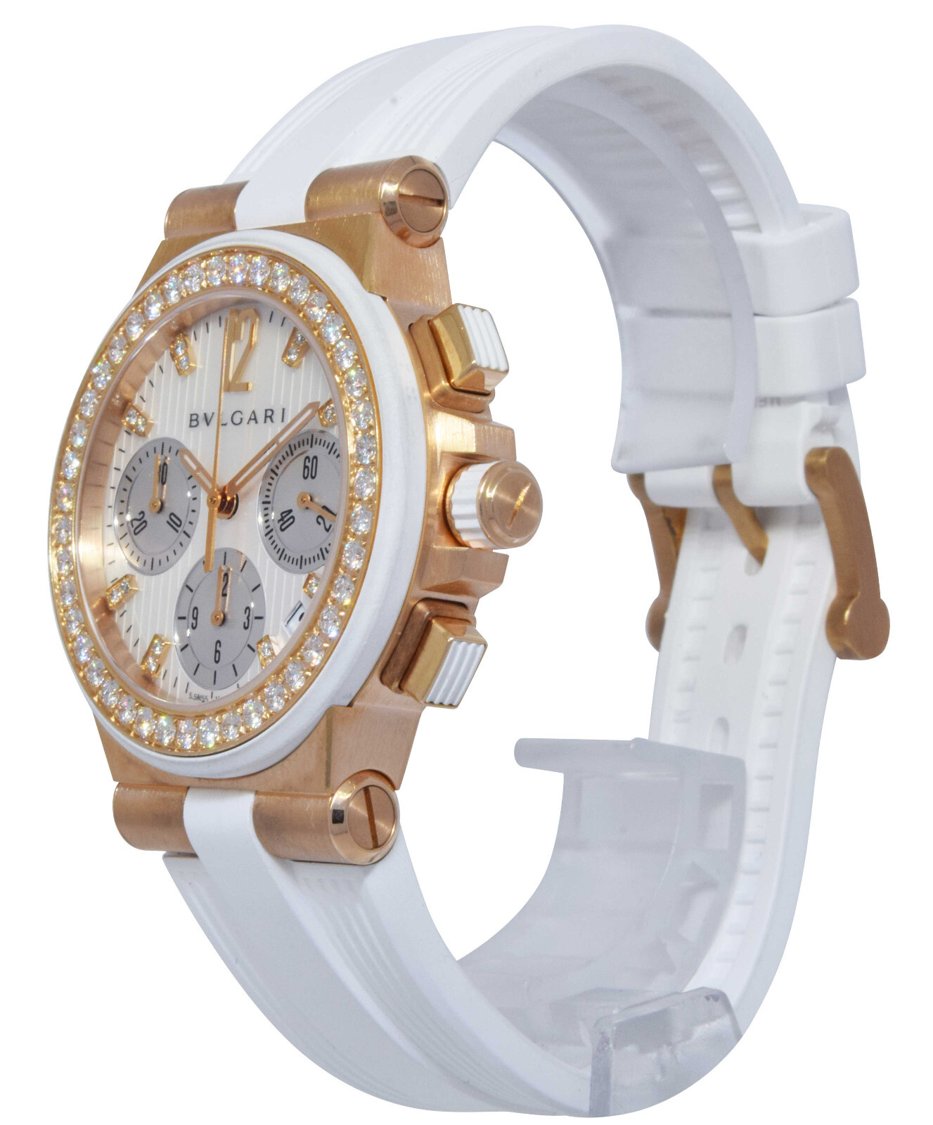 Bvlgari Diagono 18k Rose Gold & Diamond Ladies Automatic Watch B/P DGP35GVCH