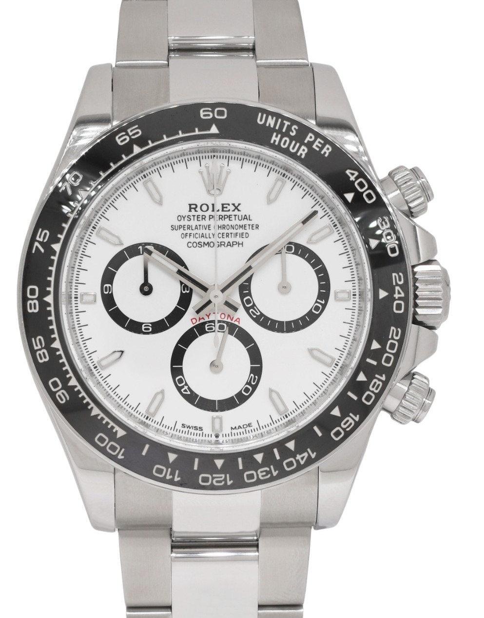 Rolex Daytona Steel & Ceramic Bezel White Dial 40mm Watch +Card '24 126500