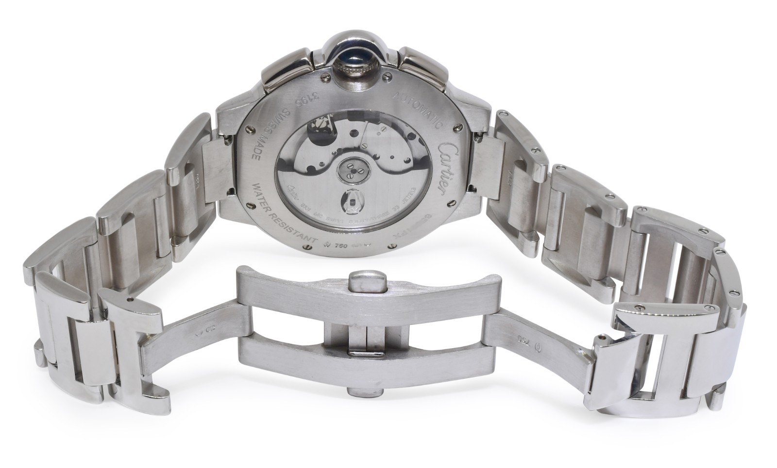 Cartier Ballon Bleu 44mm 18k White Gold Chrono Automatic Watch W6920031 3195