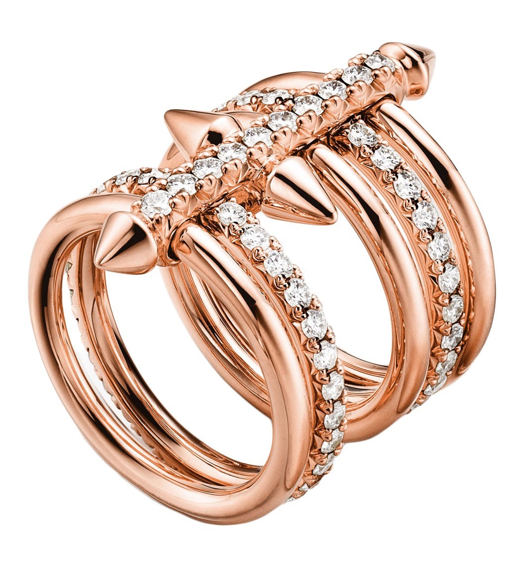 Tiffany & Co. Titan by Pharrell Williams Pave Diamond Rose Gold Ring Size 8.5