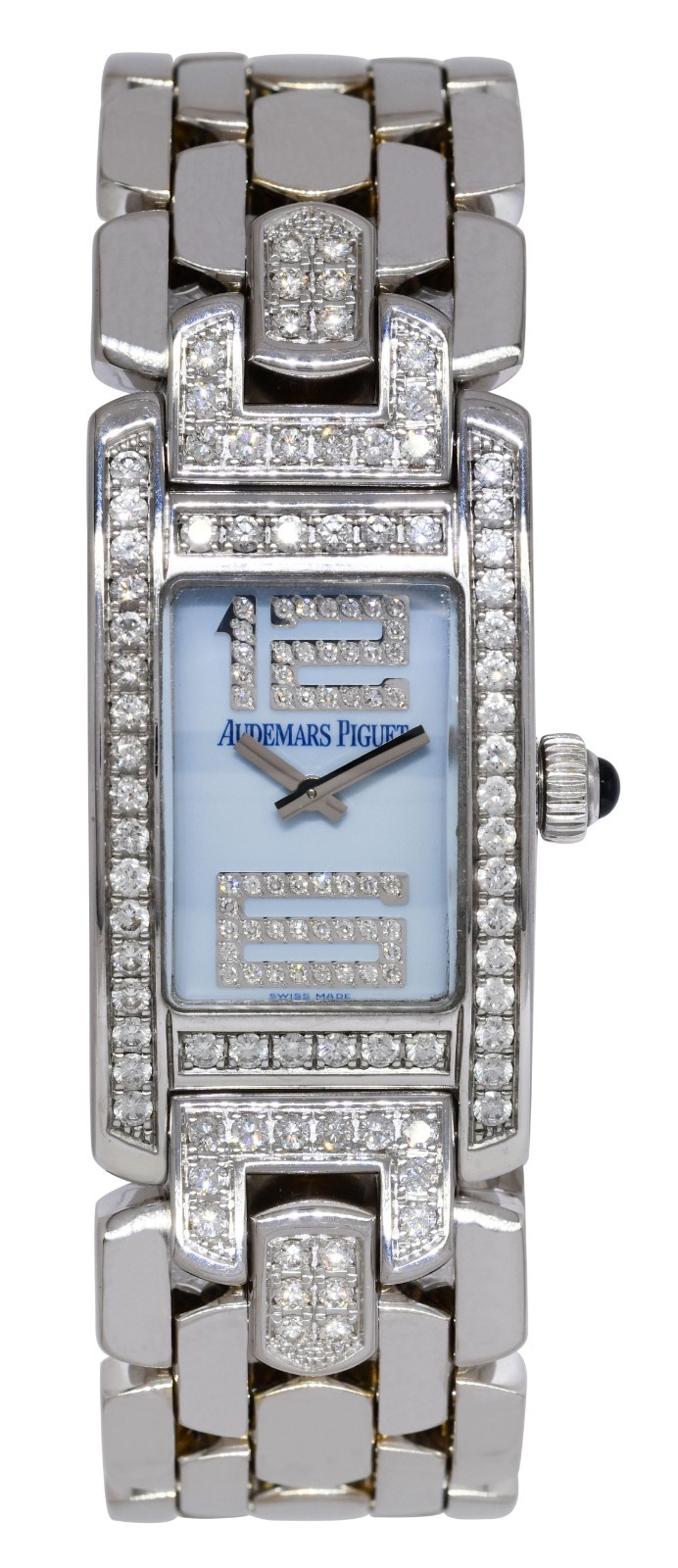 Audemars Piguet Promesse 18k White Gold Blue Diamond Ladies Watch B/P 67346BC