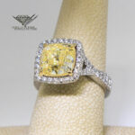 4.52 Carat Fancy Yellow Cushion Brilliant Diamond Platinum Ring Size 6.5 EGL USA 4.52 Carat Fancy Yellow Cushion Brilliant Diamond Platinum Ring Size 6.5 EGL USA