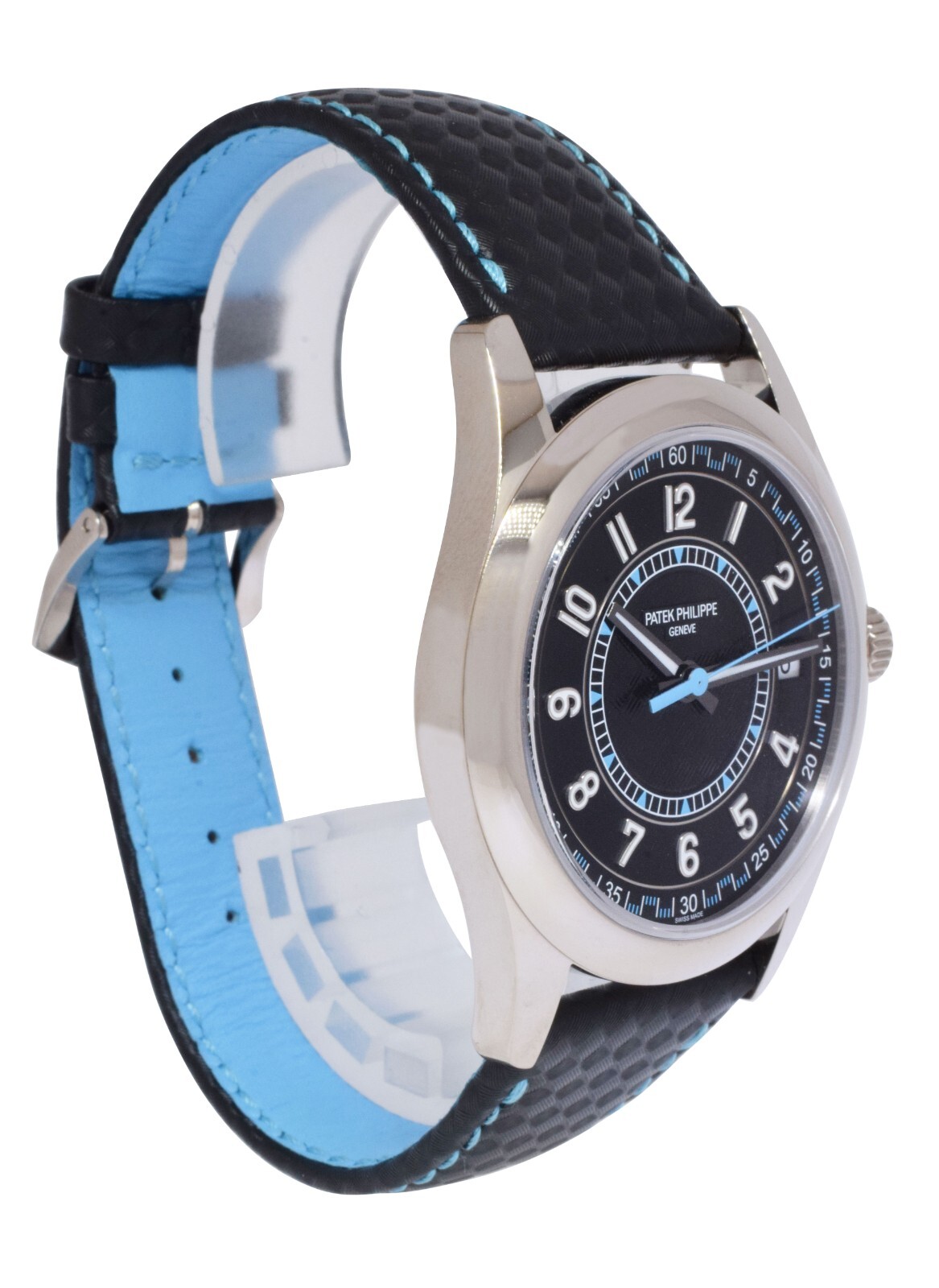 NOS Patek Philippe Calatrava 6007 18k White Gold Blue Accents Watch B/P 6007G