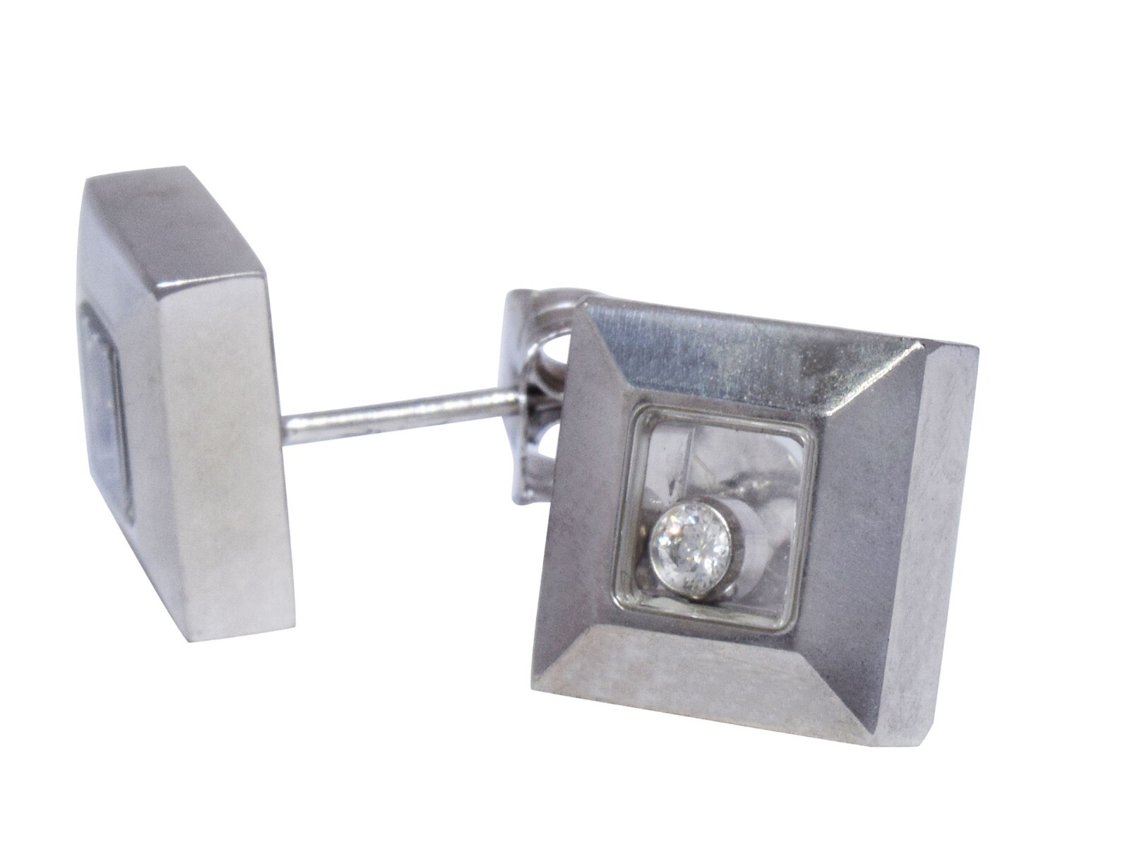 Chopard Happy Diamonds 18k White Gold Square Stud Earrings 83/2938-20