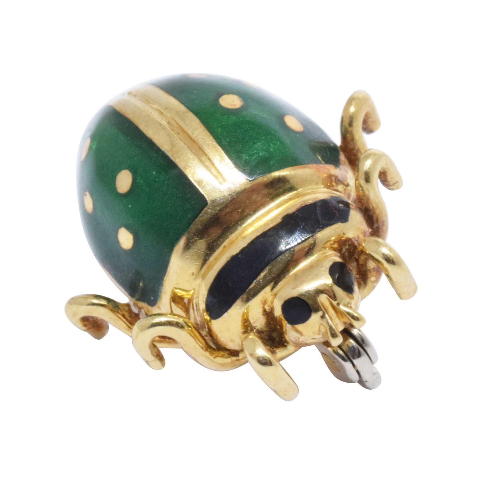 Ladybug 18k Yellow Gold & Enamel Pin Set of 3 Vibrant Blue/Green/Yellow
